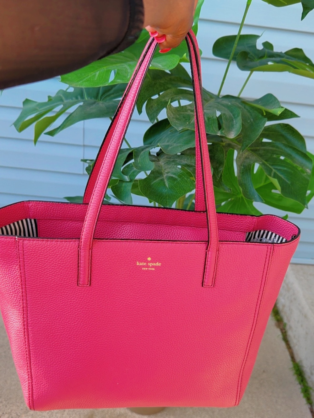 Kate Spade New York Hot Pink Pebbled Leather Tote Bag